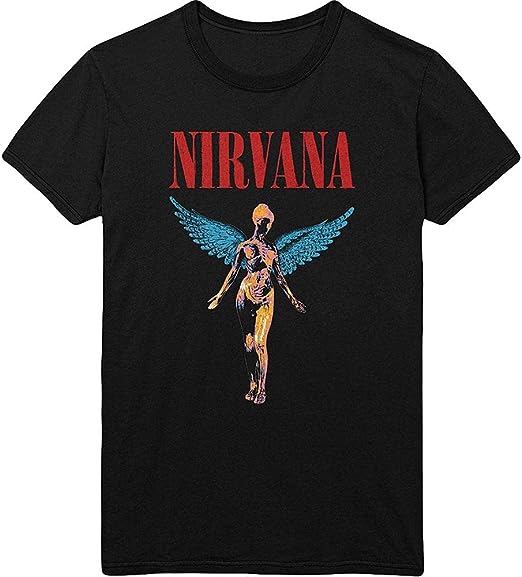 Nirvana Men's Angelic Slim Fit Black T-Shirt